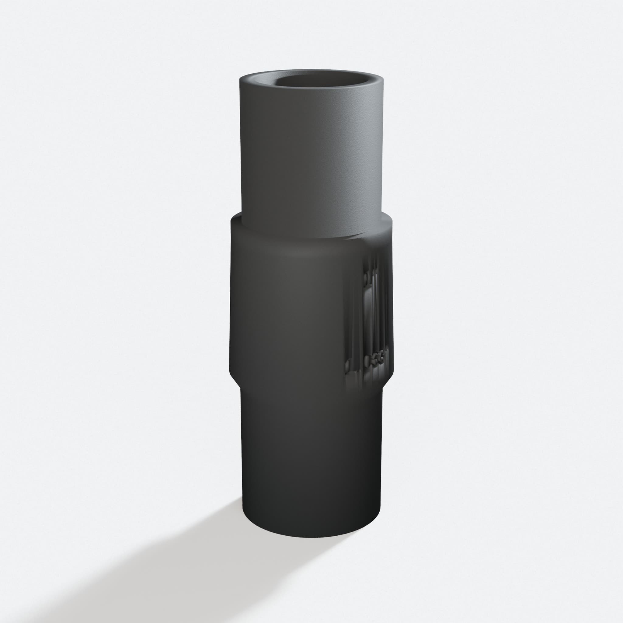 Three quarter turn view of the Origin to 1" Duct adapter