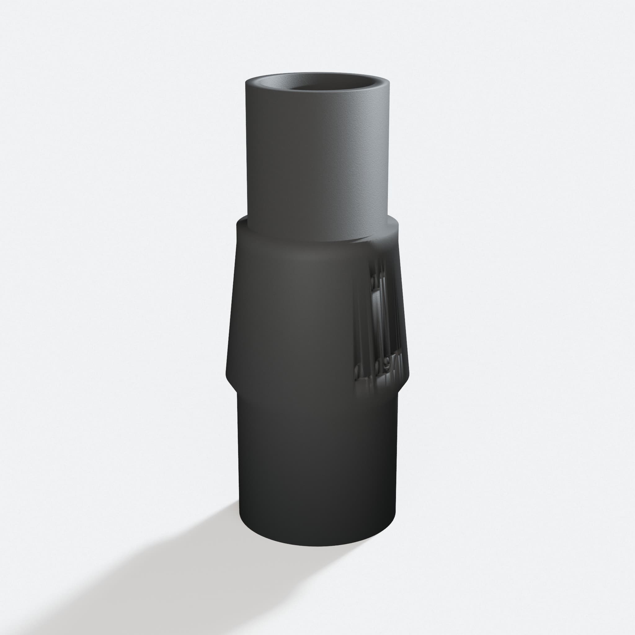 Three quarter turn view of the 2723-20 to 1" Duct adapter