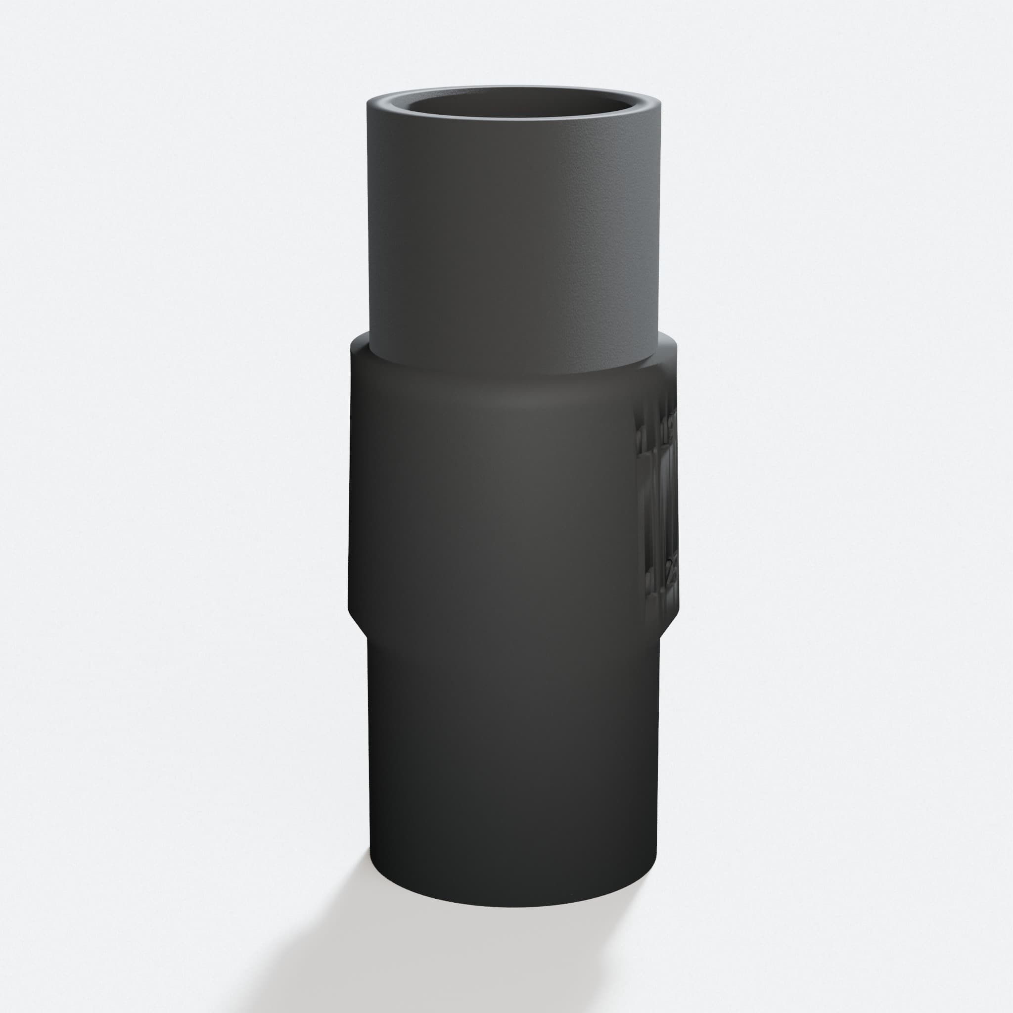 Close view of the middle of the 2723-20 to 1.25" Duct adapter