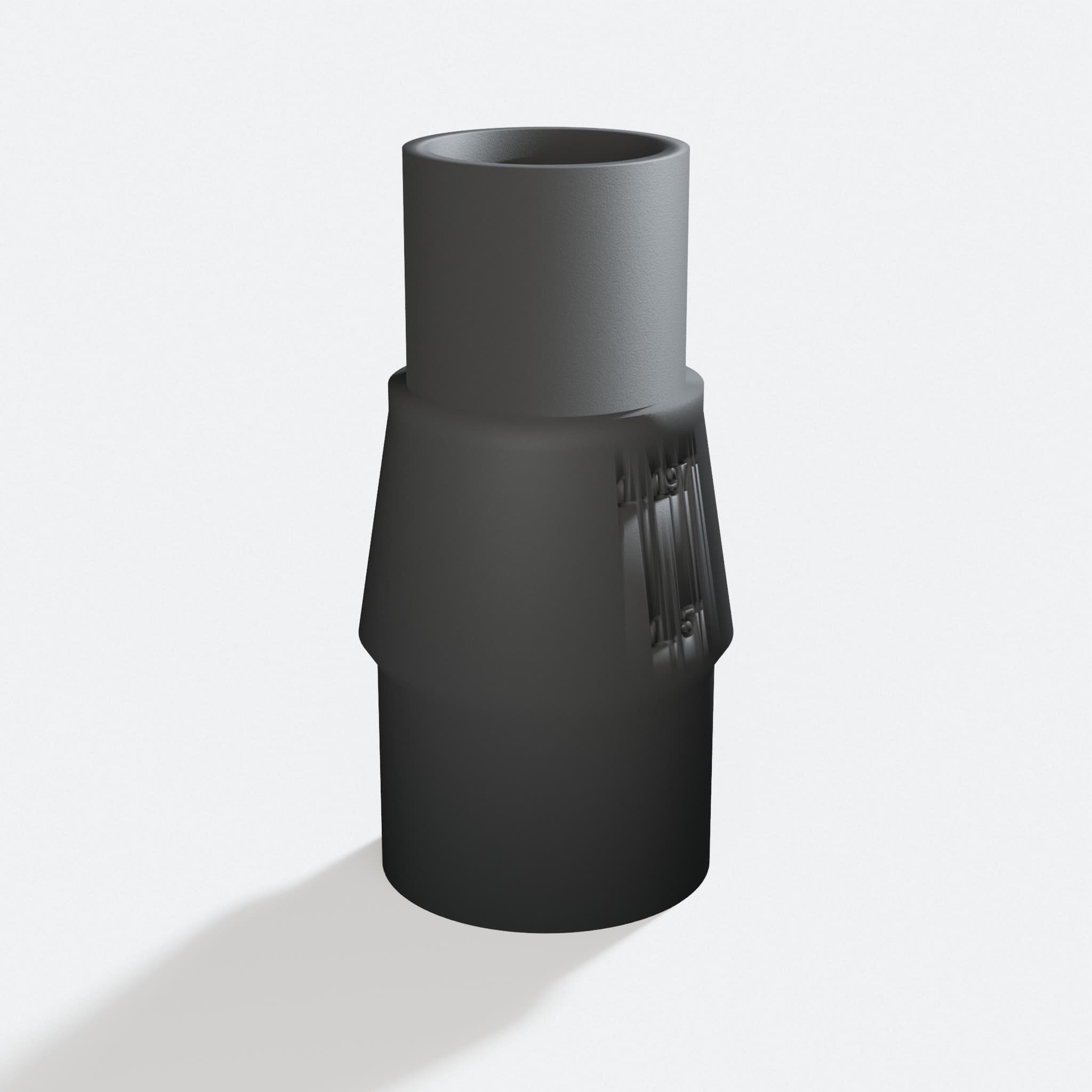 Three quarter turn view of the 2723-20 to 1.5" Duct adapter