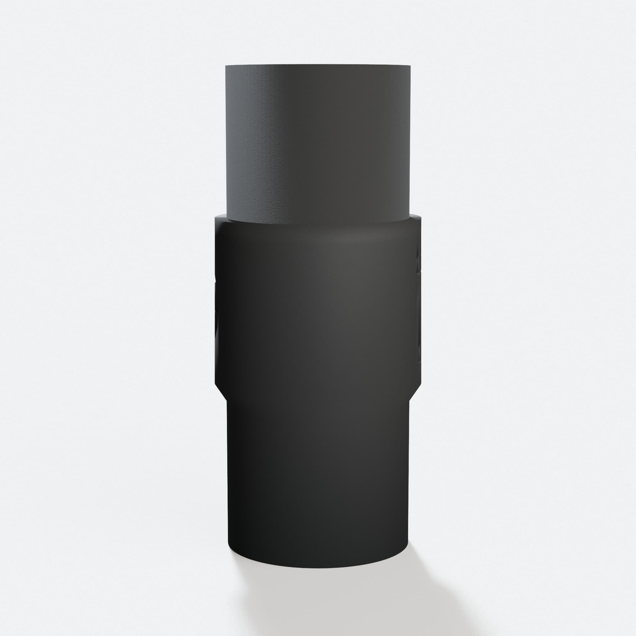 Angled view of the DeWalt DCW600B adapter with a 31.75 mm 1.25" Duct end