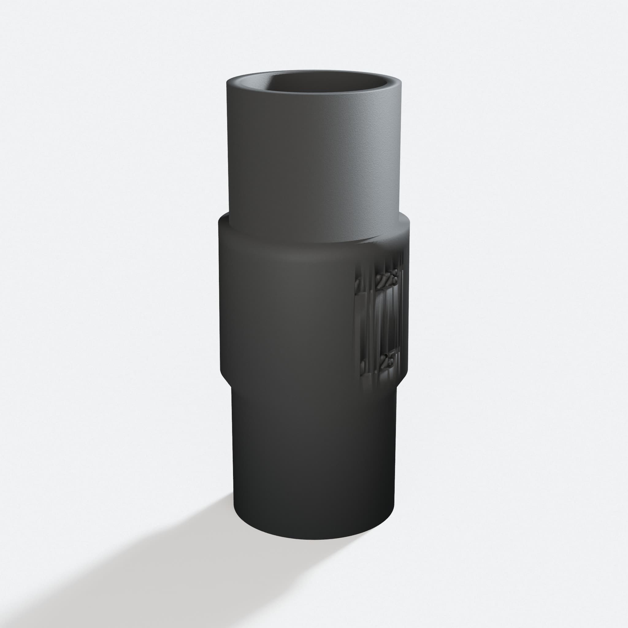 Three quarter turn view of the DCW600B to 1.25" Duct adapter