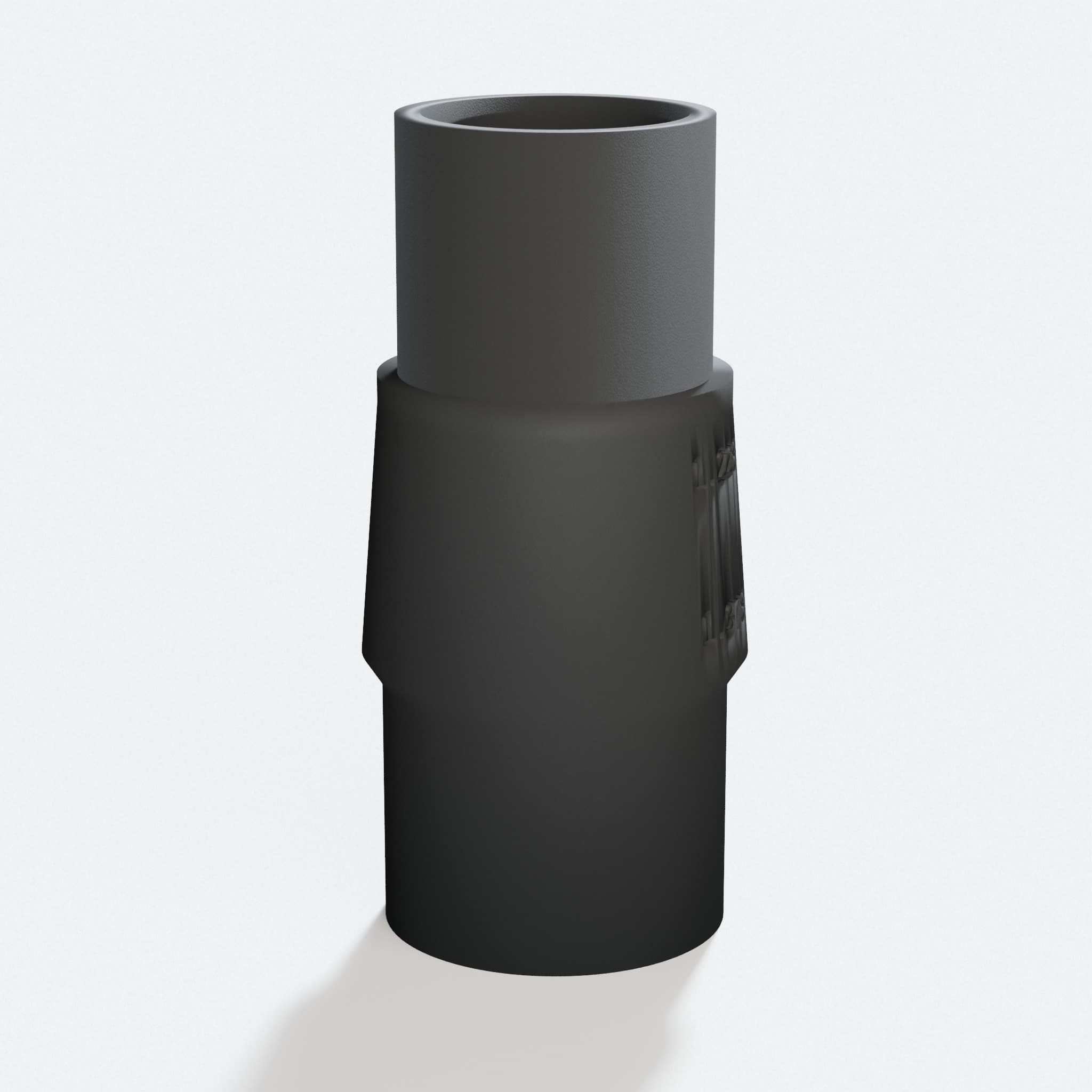 Close view of the middle of the DCW600B to Bosch GAS18V-10L adapter