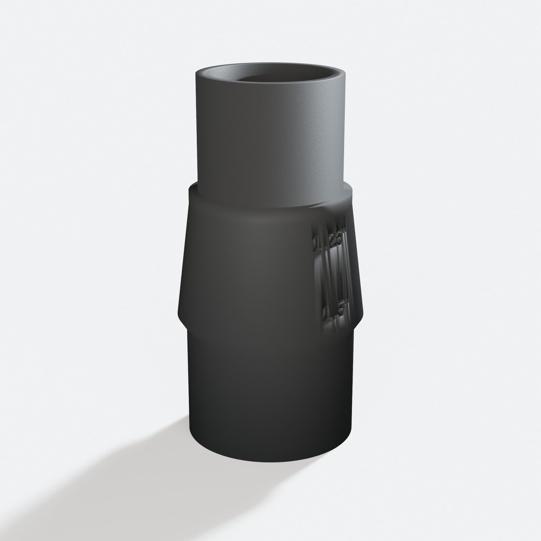 Three quarter turn view of the DRT50 to 1.5" Duct adapter