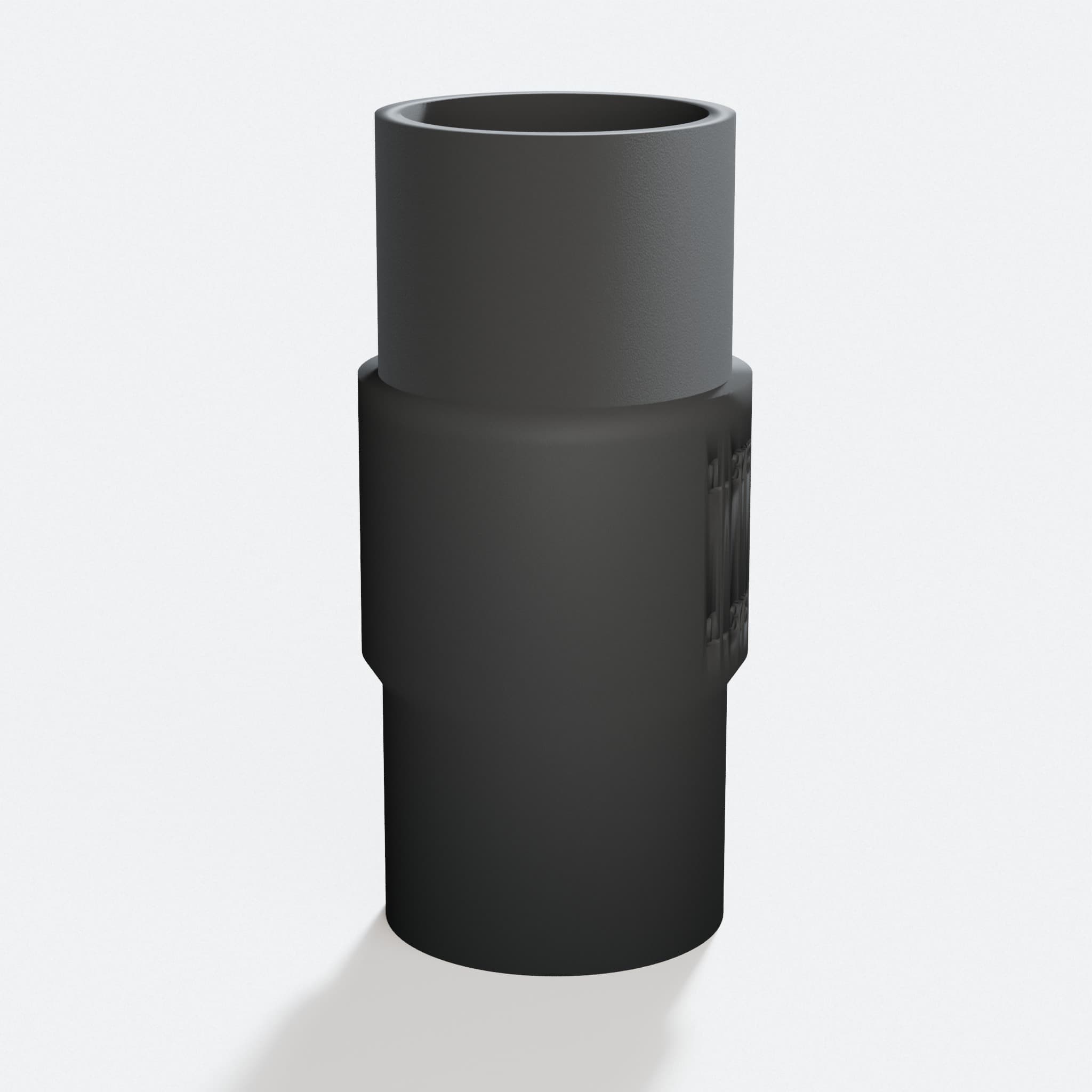 Close view of the middle of the DWS780 to DeWalt DWV012 adapter