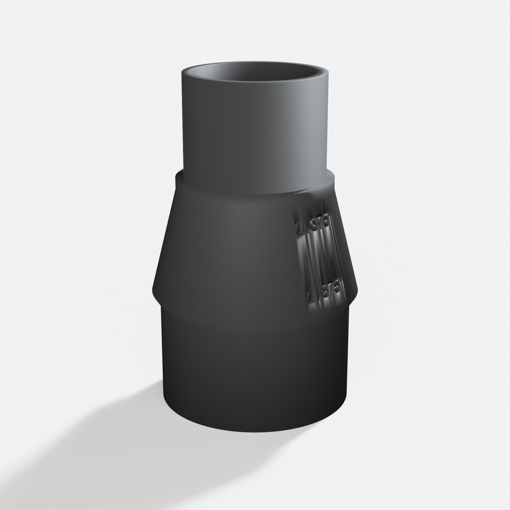 Three quarter turn view of the DWS780 to 1.875" Duct adapter