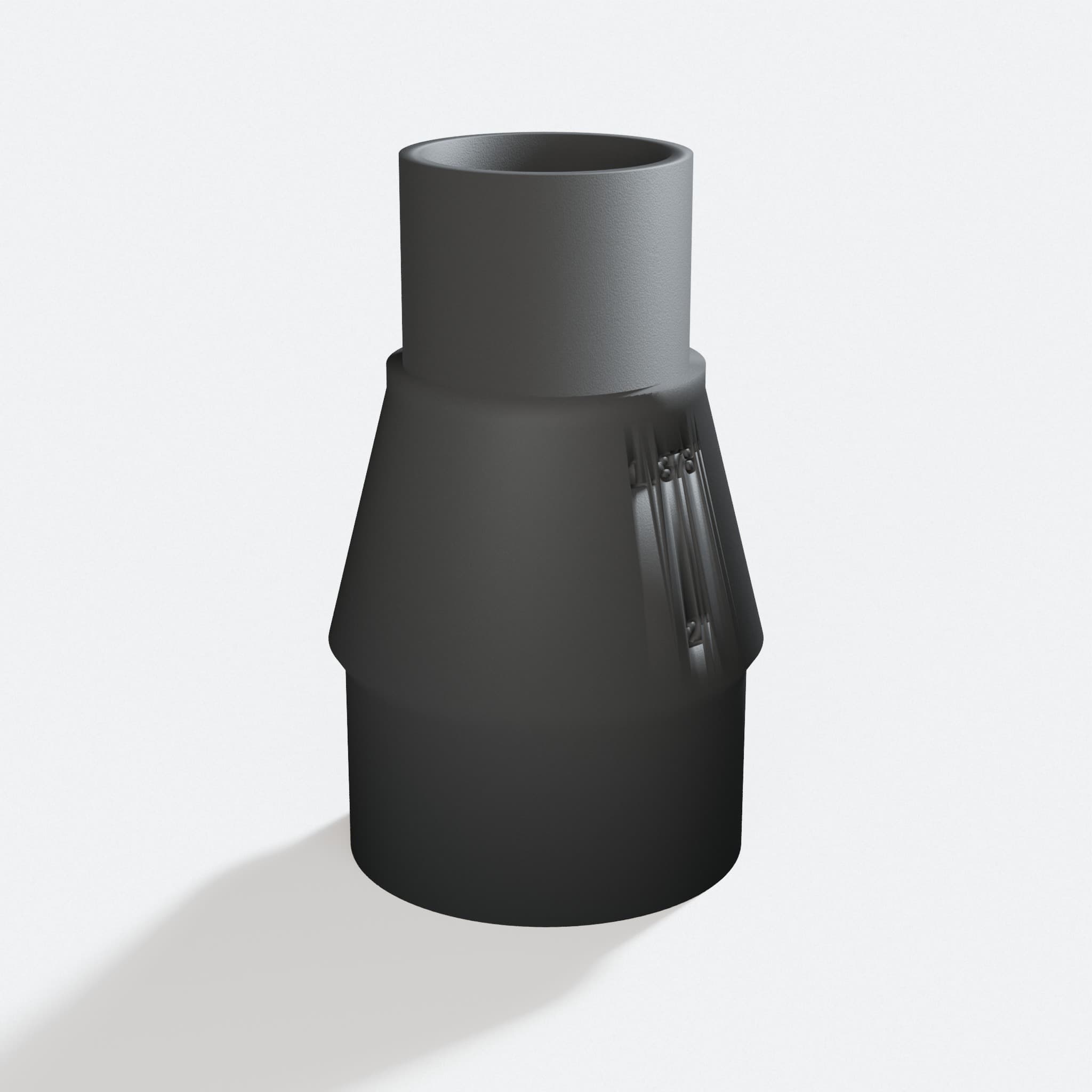 Three quarter turn view of the C18DBALP4 to 2" Duct adapter