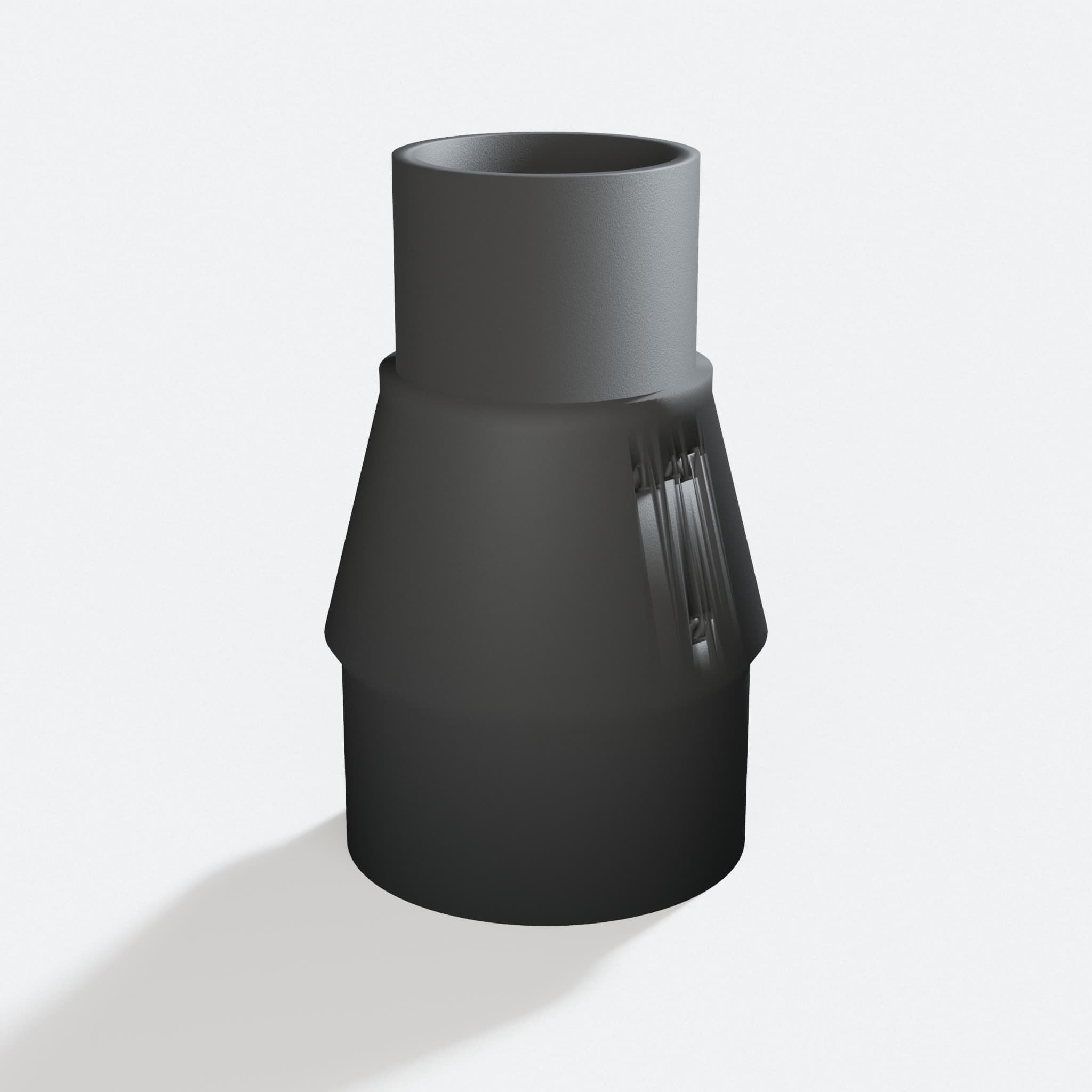 Three quarter turn view of the XSH06Z to 2" Duct adapter
