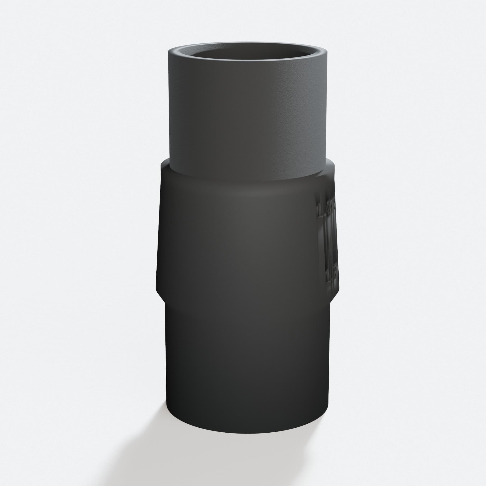 Close view of the middle of the 3386-01 to DeWalt DWV012 adapter