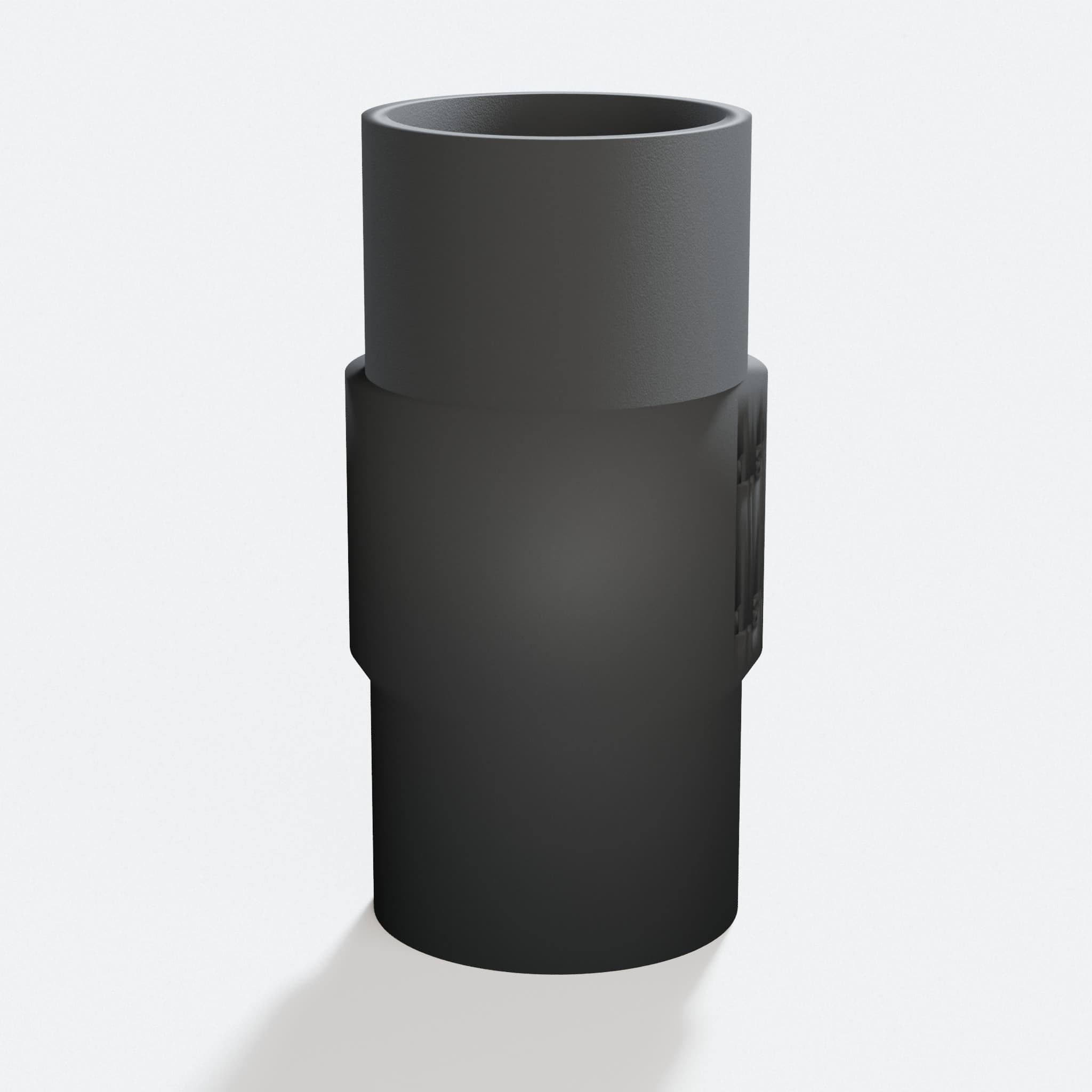 Close view of the middle of the 3386-01 to 1.5" Duct adapter
