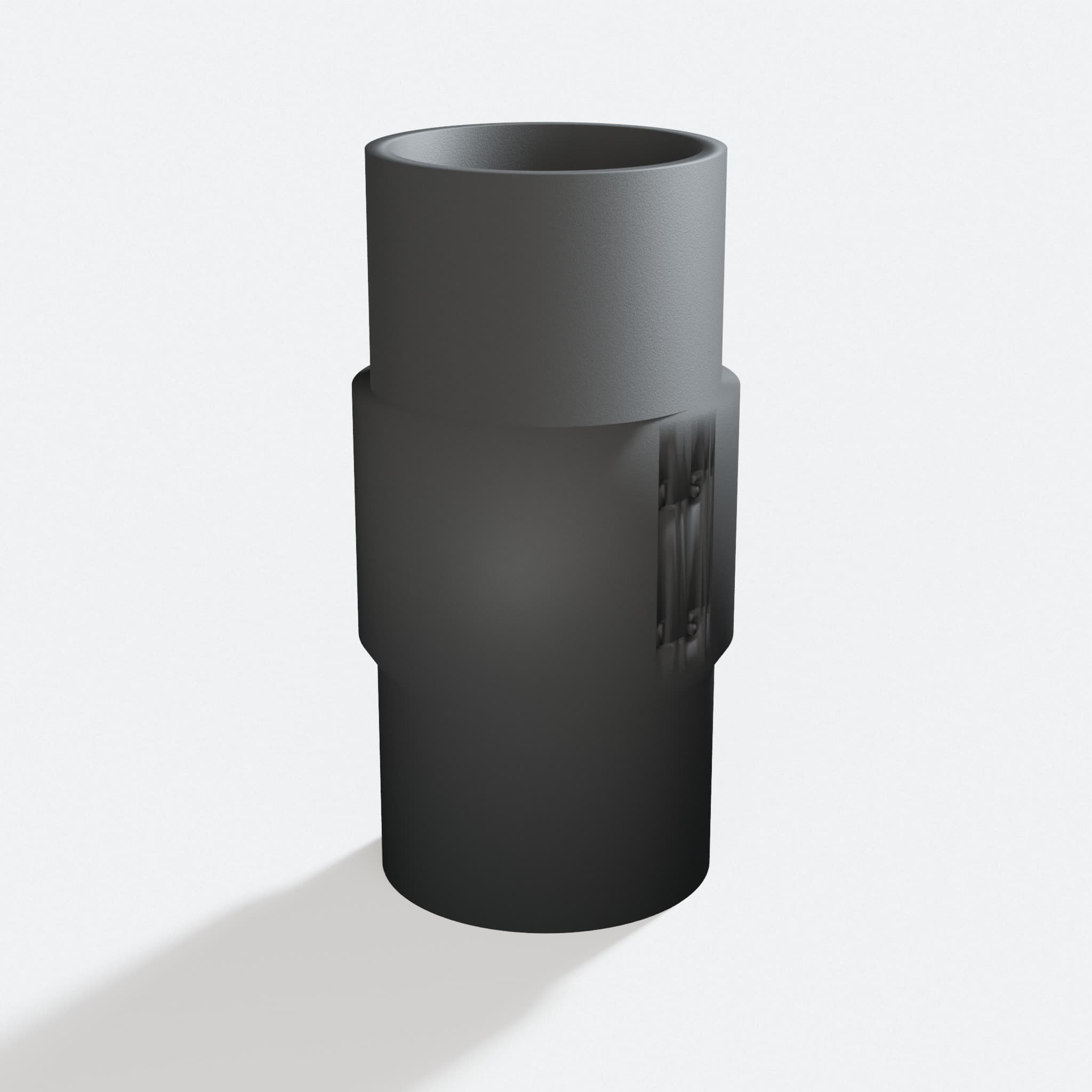 Three quarter turn view of the 3386-01 to 1.5" Duct adapter