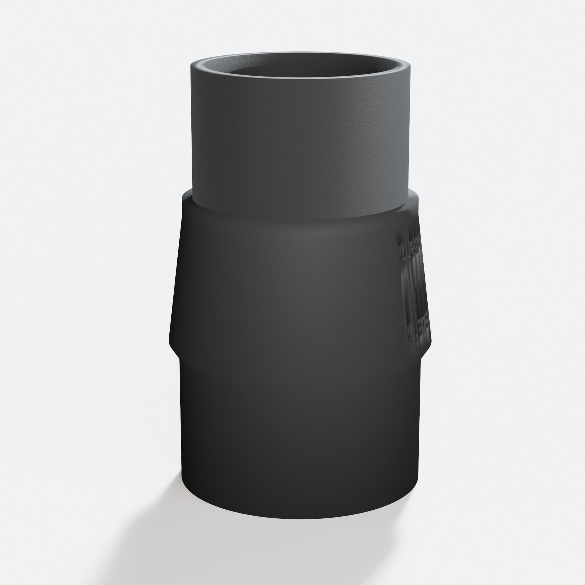 Close view of the middle of the KGS 216 M to 1.875" Shop Vac adapter