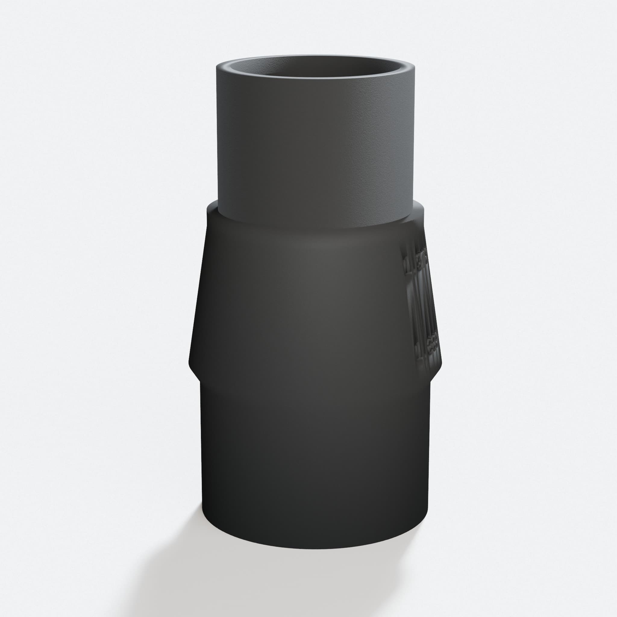Close view of the middle of the DWE6423K to Bosch GAS18V-10L adapter
