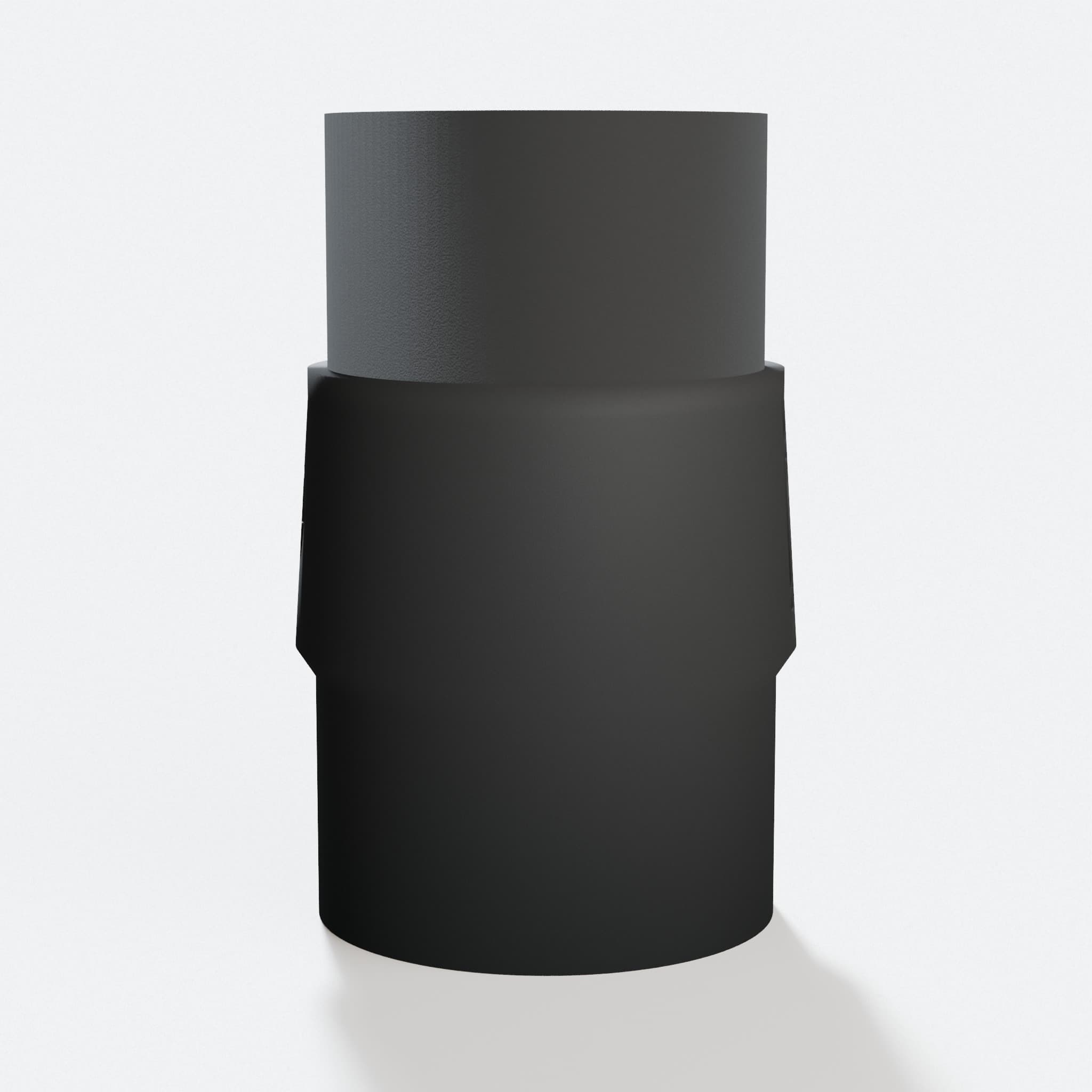 Angled view of the Bosch GCM12SD adapter with a 47.6 mm M18 9G Vac end