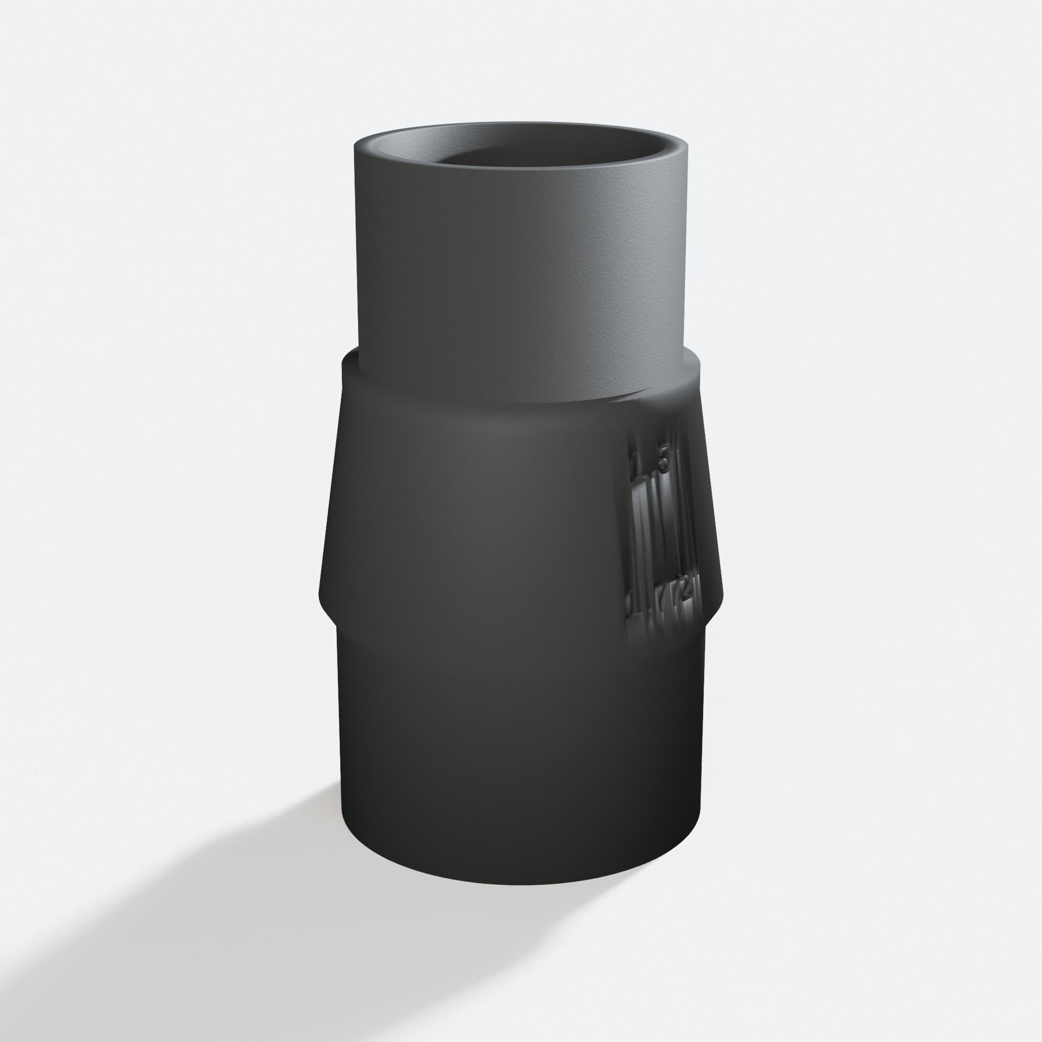 Three quarter turn view of the KP0810 to 1.5" Duct adapter