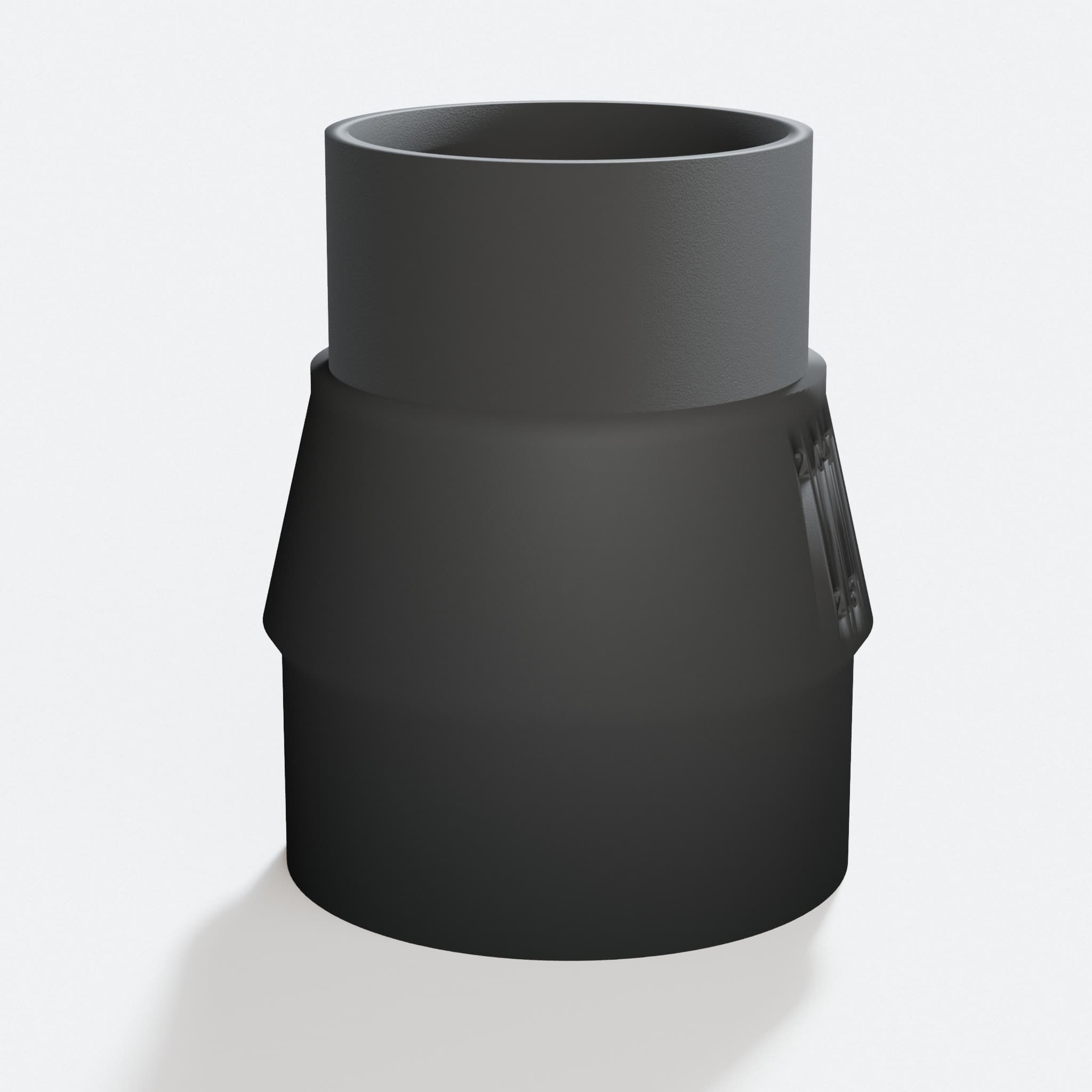 Close view of the middle of the SM3055LW to 2.5" Duct adapter