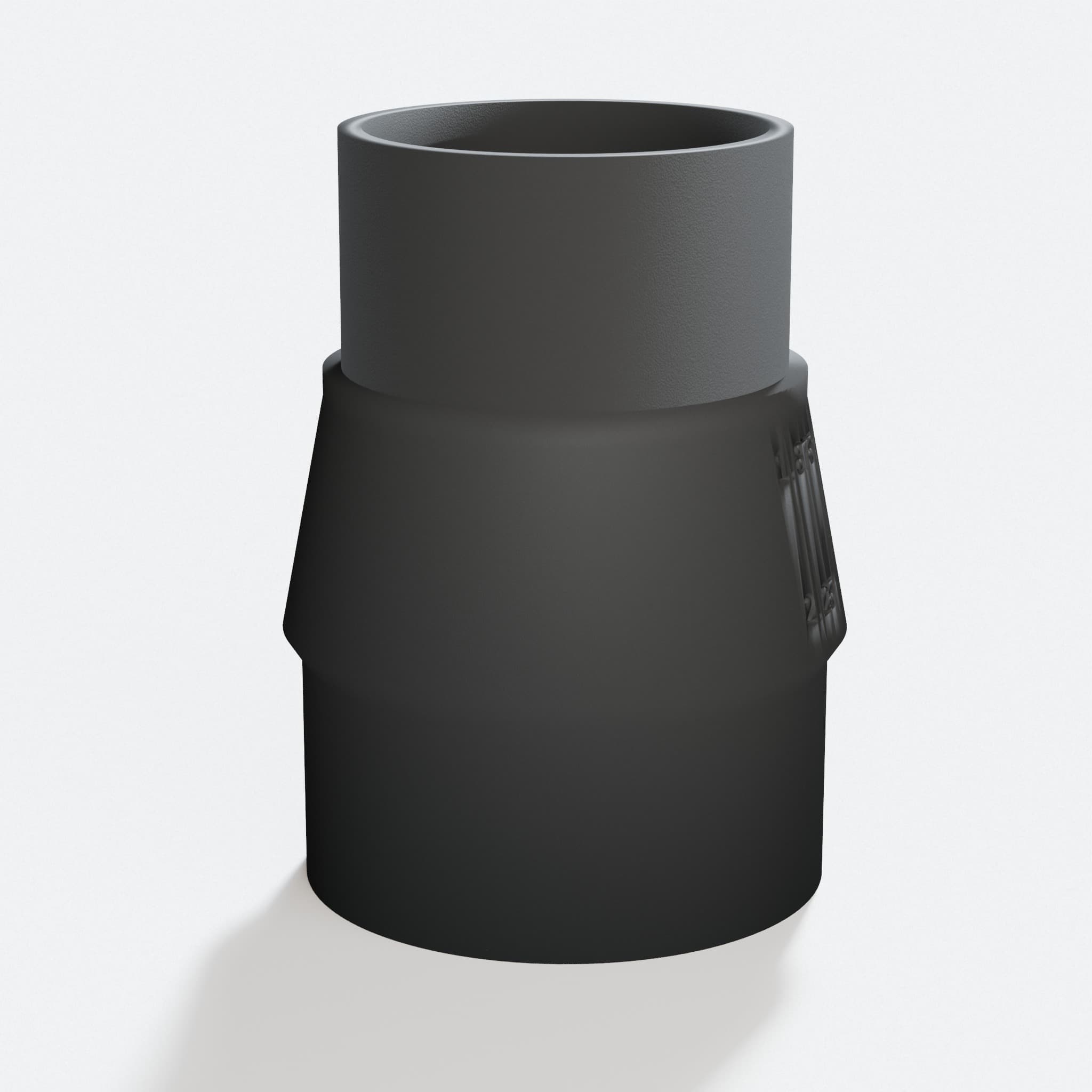 Close view of the middle of the RTS23 to 1.875" Duct adapter