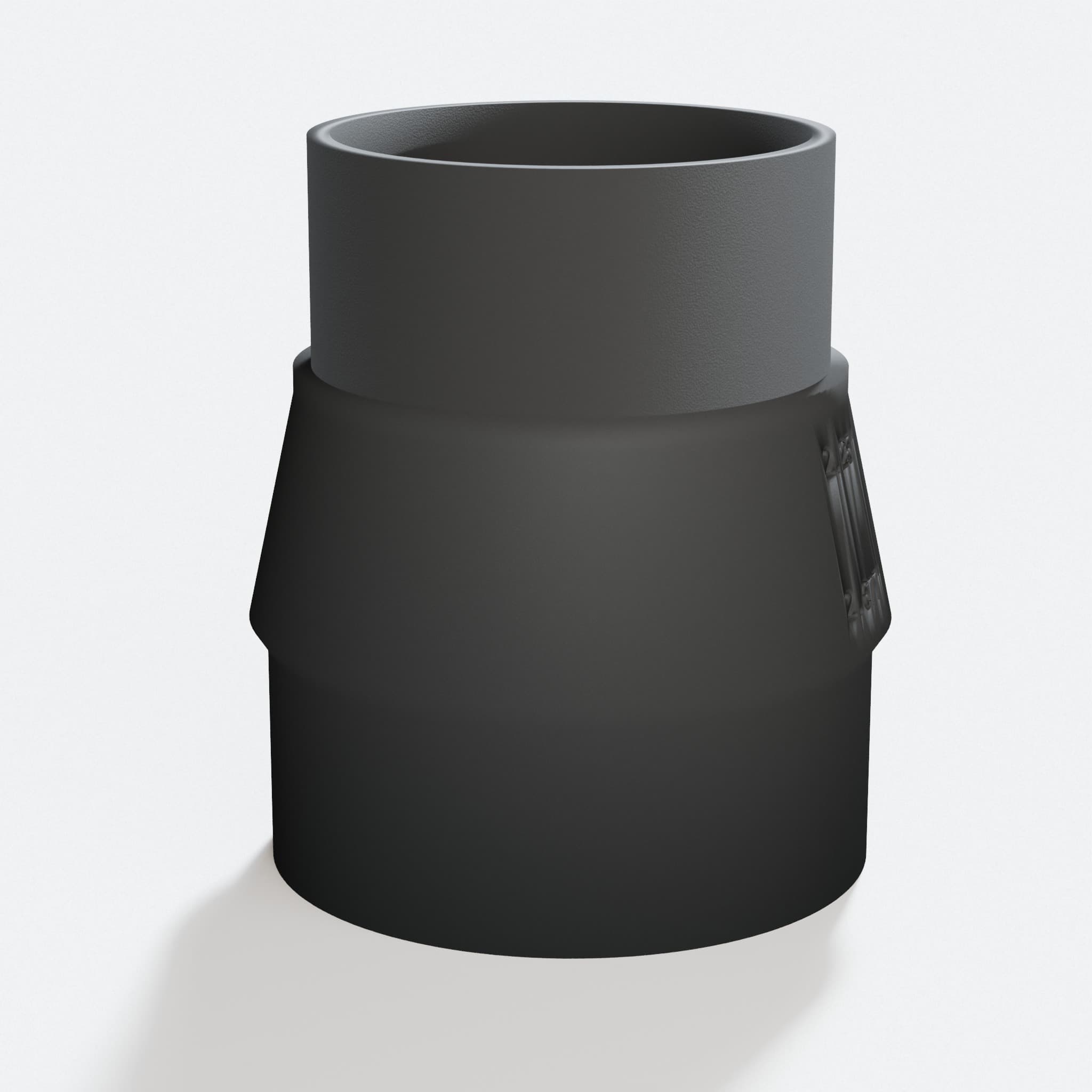 Close view of the middle of the 2012NB to 2.25" Duct adapter