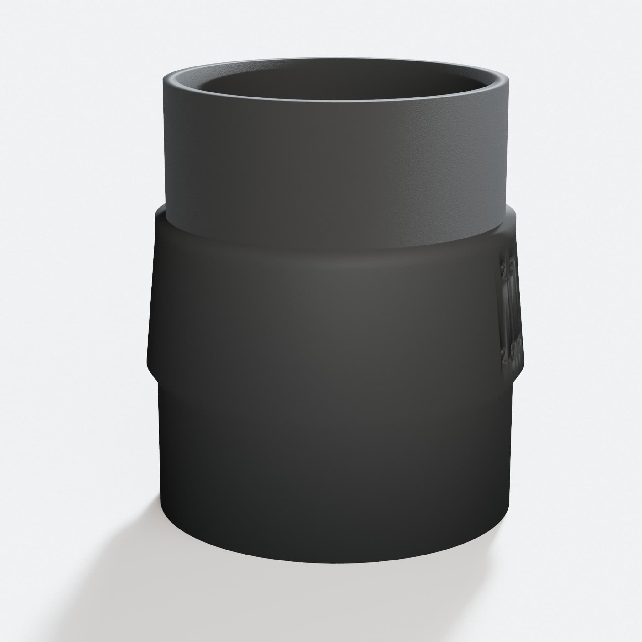 Close view of the middle of the 2012NB to 2.5" Duct adapter