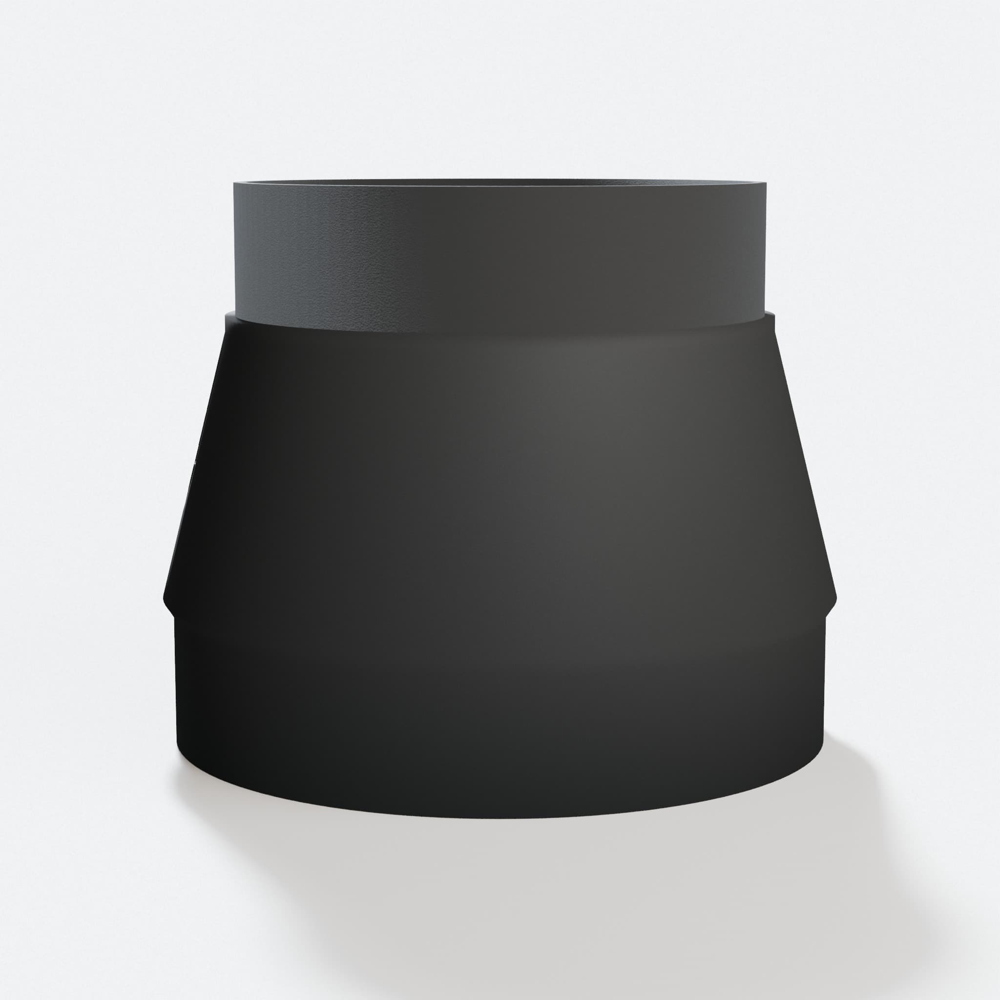 Angled view of the Wahuda 50110CC-WHD adapter with a 127 mm 5" Duct end