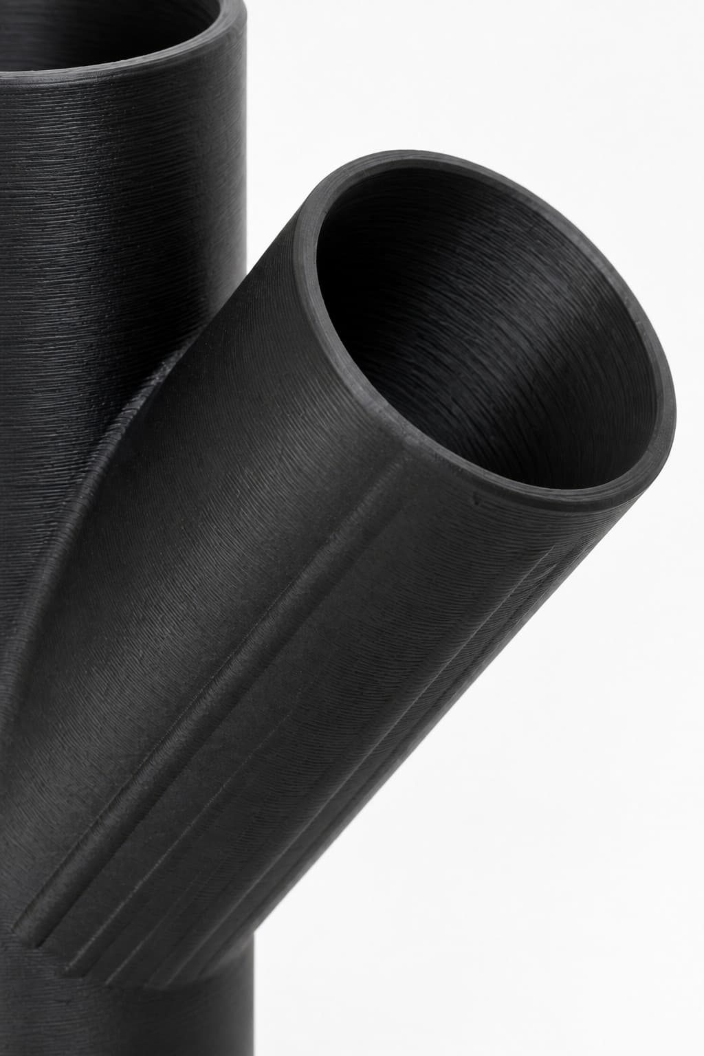 2-1/4 inch to 2 inch Wye Splitter - 3D Printed Dust Collection Fitting, close view of the printed surface