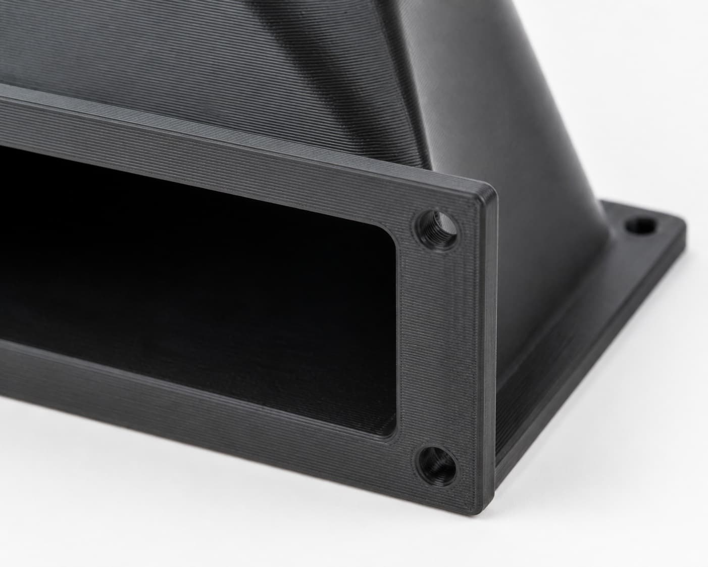 Baseboard Floor Sweep with 3 inch Duct Connection, close view of the printed surface