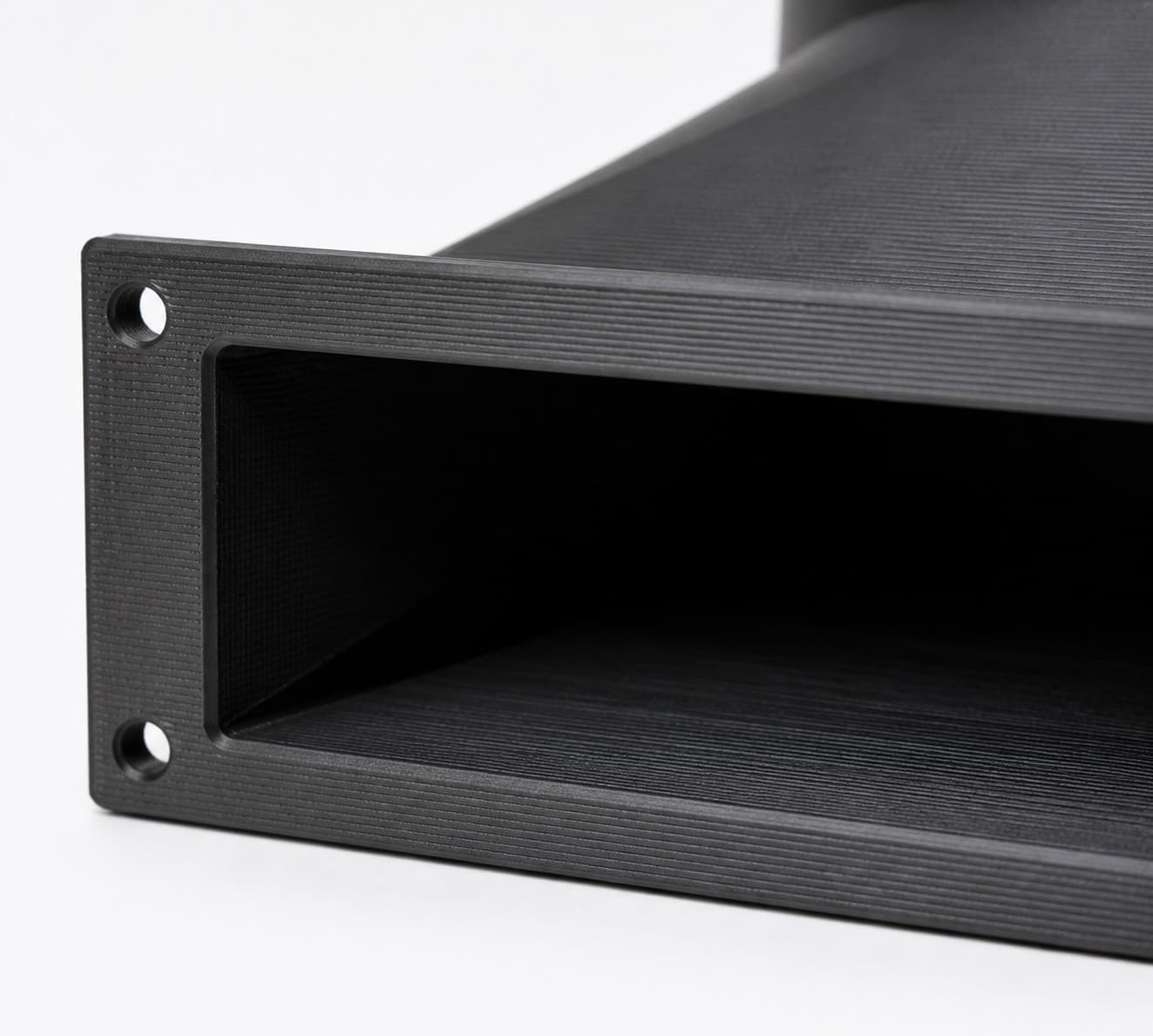Baseboard Floor Sweep with 5 inch Duct Connection, close view of the printed surface