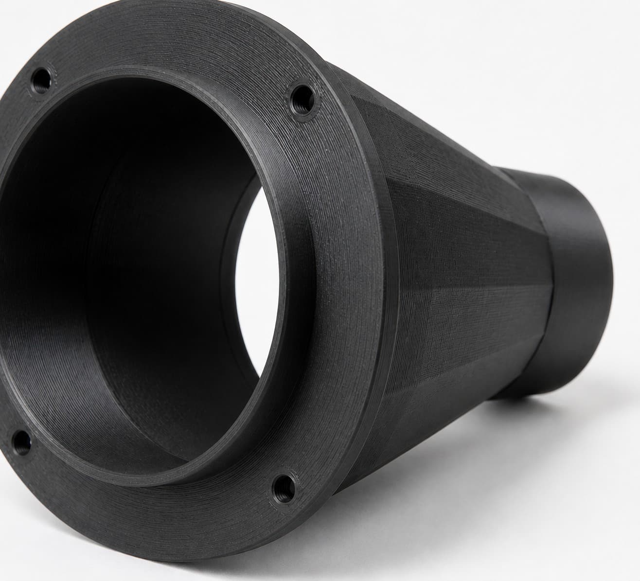 Bench Port Floor Sweep with 5 inch Duct Connection, close view of the printed surface