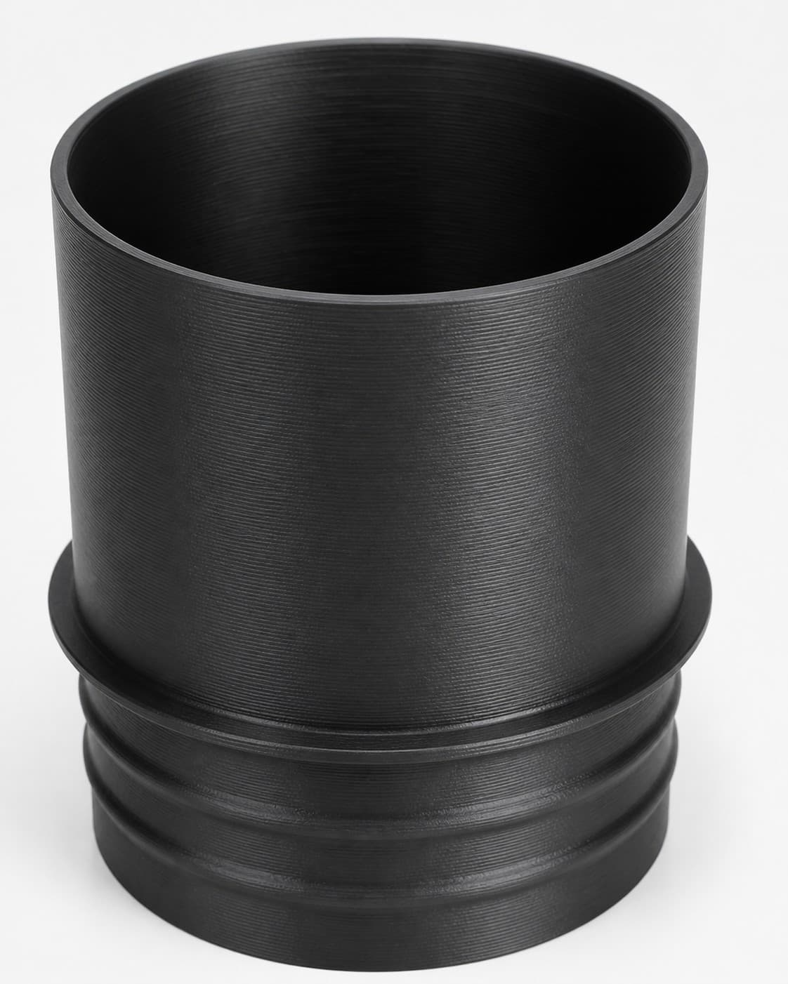 2-1/2 inch Corrugated Hose to 2-1/2 inch Smooth Duct Adapter, close view of the printed surface