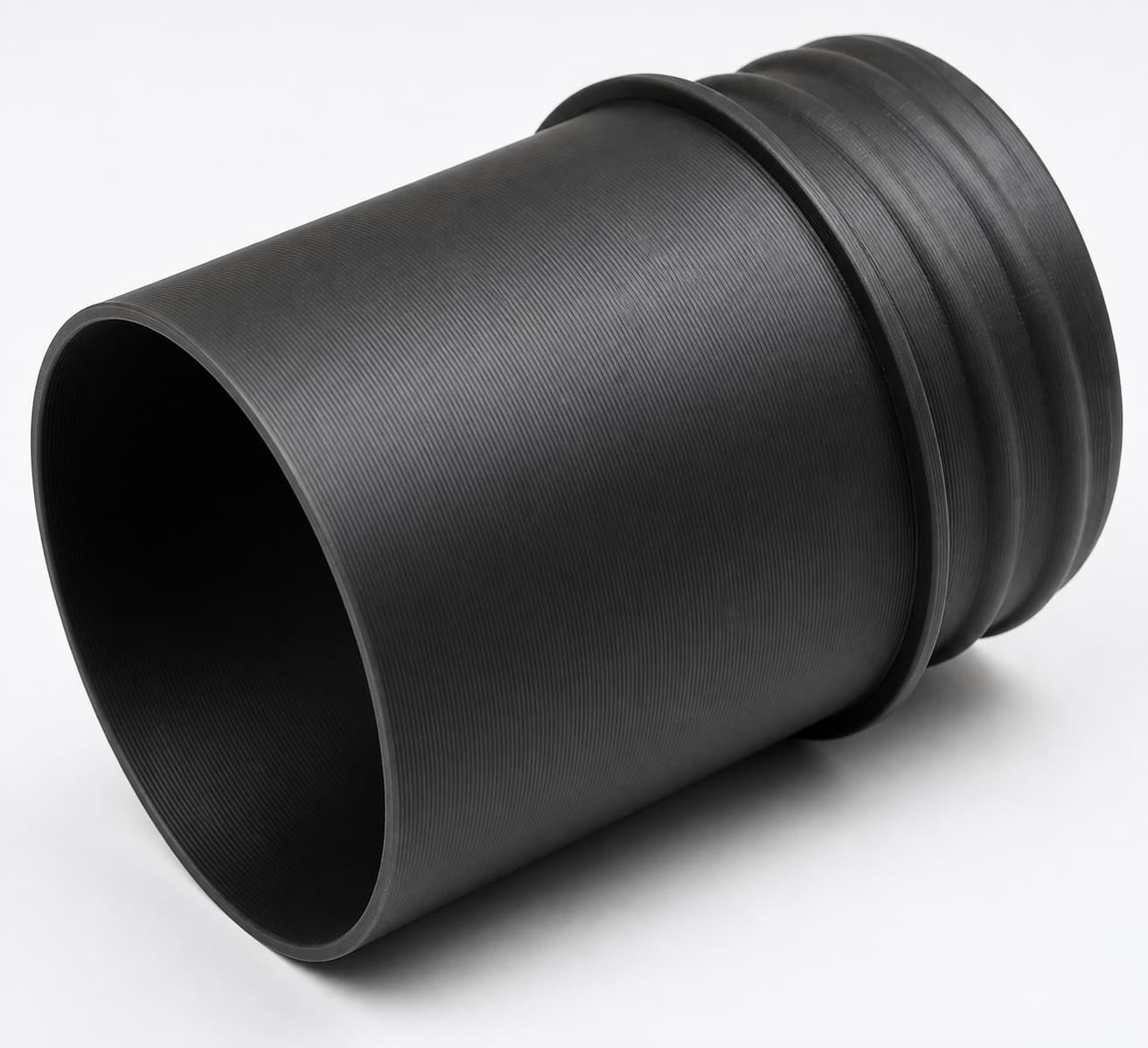 2-1/4 inch Corrugated Hose to 2-1/4 inch Smooth Duct Adapter, close view of the printed surface