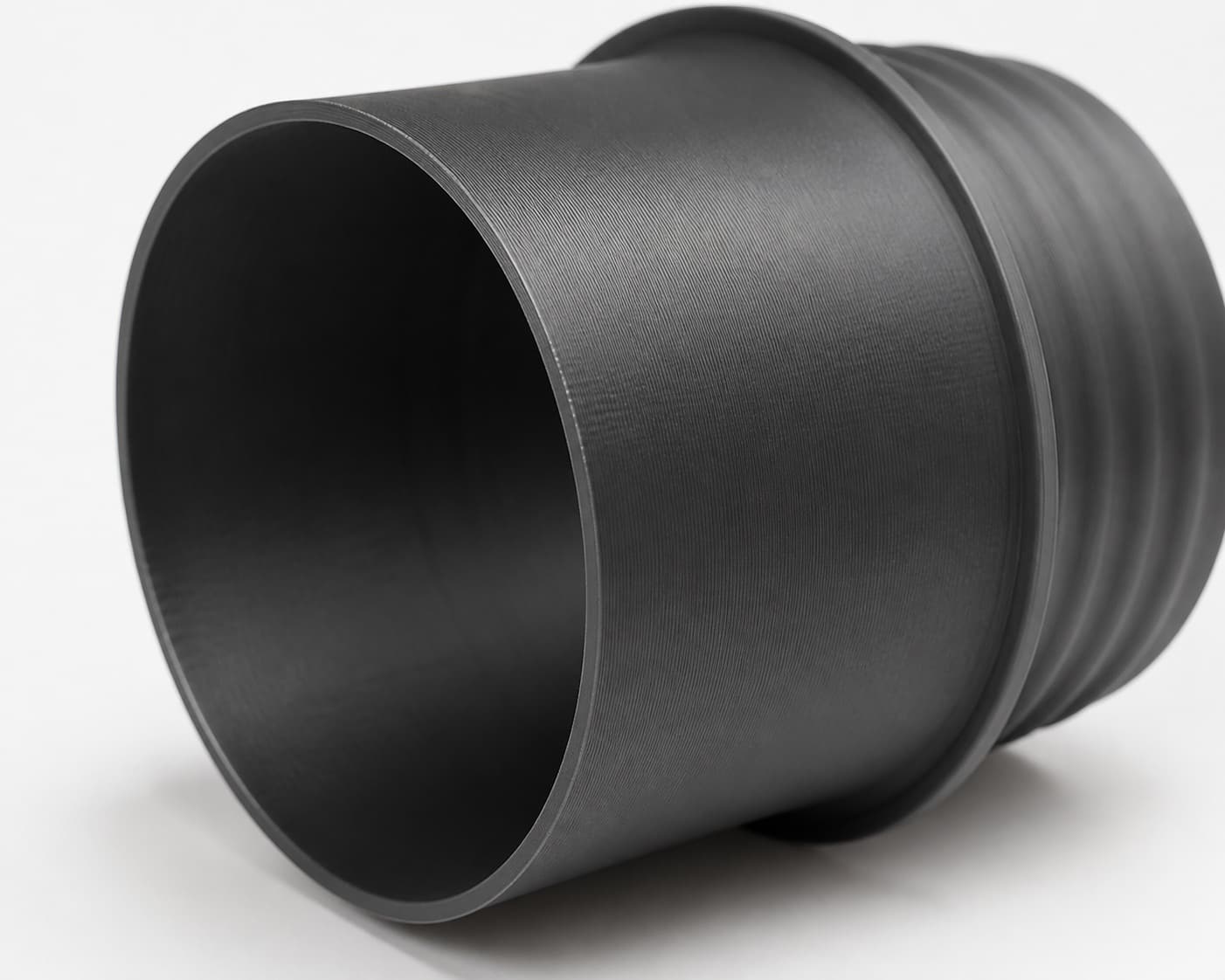4 inch Corrugated Hose to 3 inch Smooth Duct Adapter, close view of the printed surface