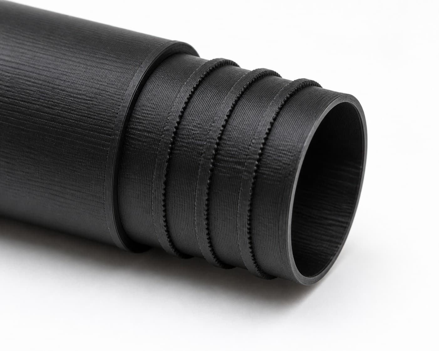 2-1/2 inch Wire Reinforced Hose to 2-1/2 inch Smooth Duct Adapter, close view of the printed surface