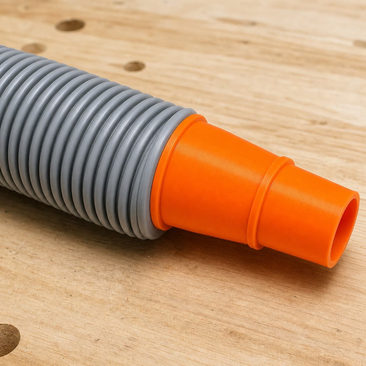 The XOB01Z dust adapter connected to a plain shop vac hose