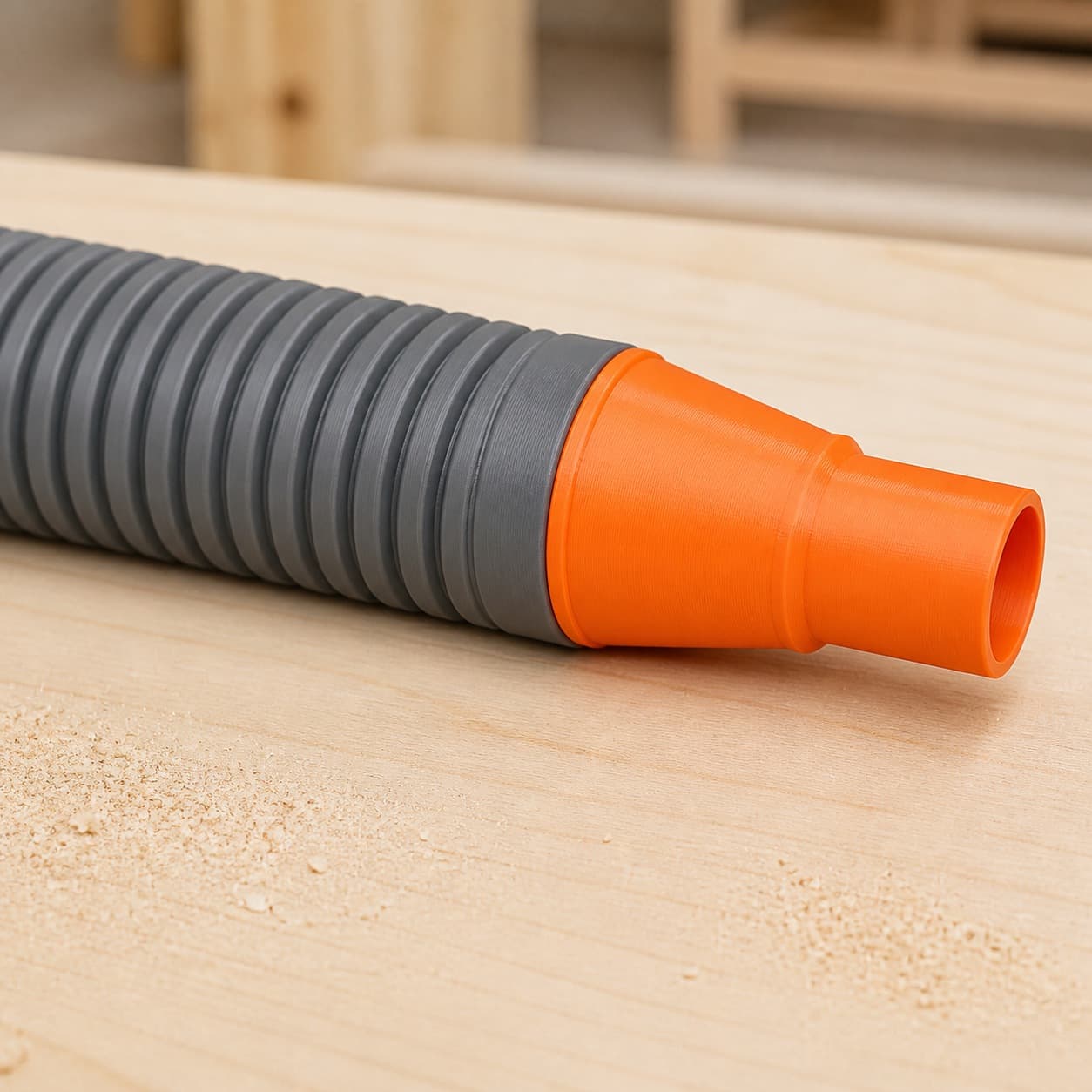 The BO6030 dust adapter connected to a plain shop vac hose