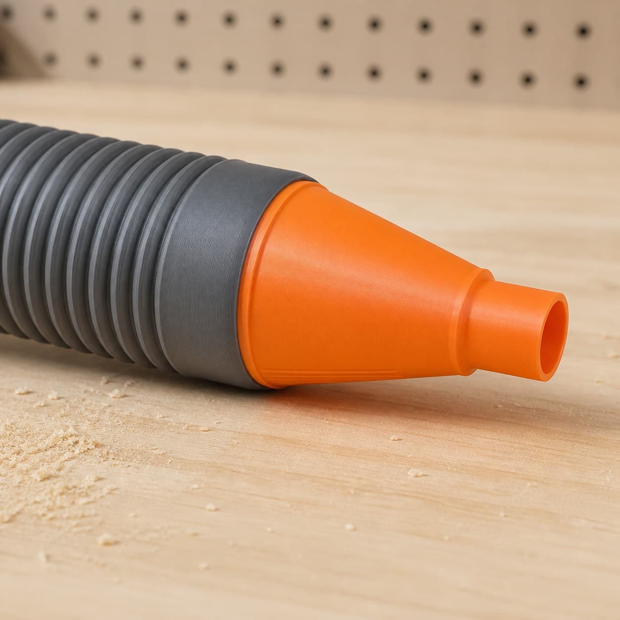 The BO5041 dust adapter connected to a plain shop vac hose