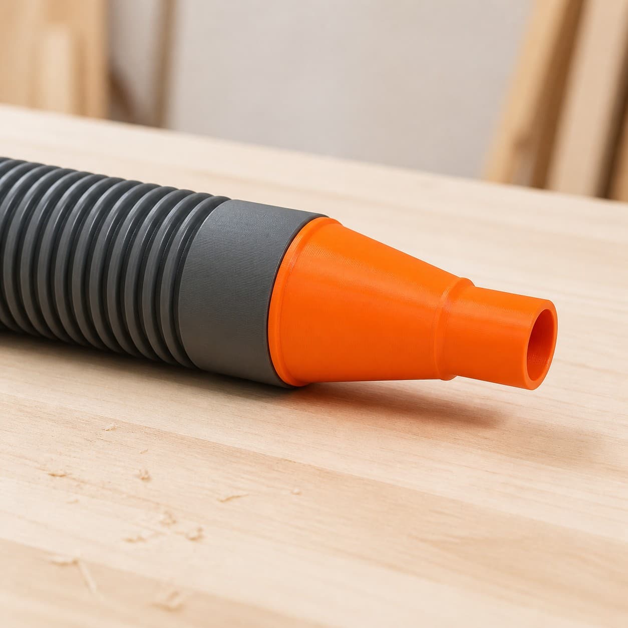 The 577017 dust adapter connected to a plain shop vac hose