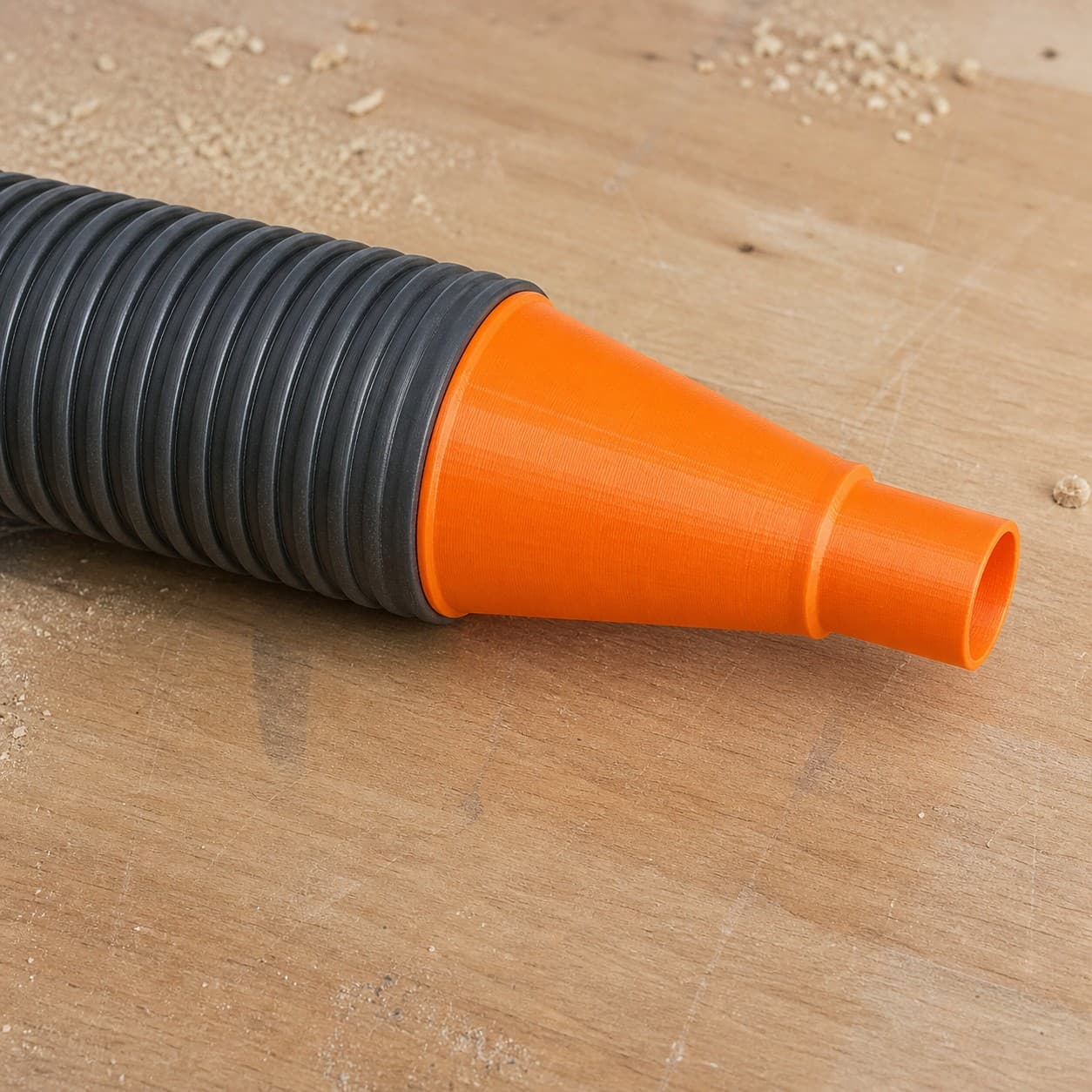 The 576014 dust adapter connected to a plain shop vac hose