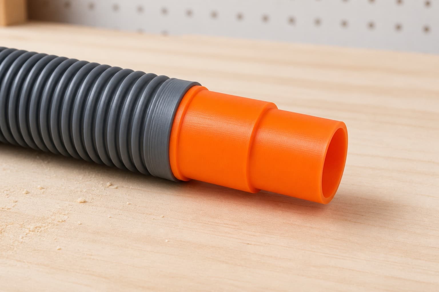 The PCL505B dust adapter connected to a plain shop vac hose