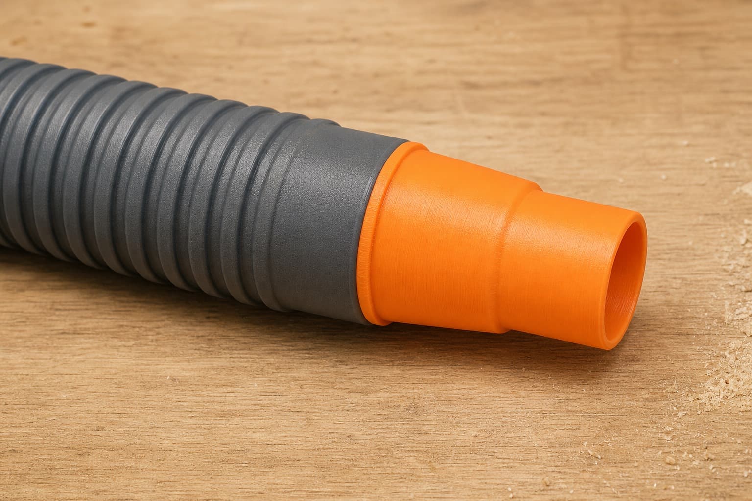 The PCL505B dust adapter connected to a plain shop vac hose