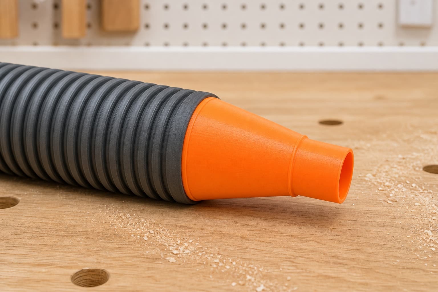 The PCC761B dust adapter connected to a plain shop vac hose