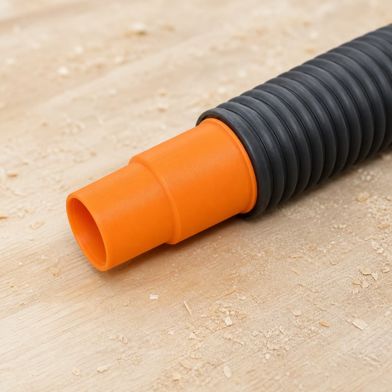 The RP2303FC dust adapter connected to a plain shop vac hose