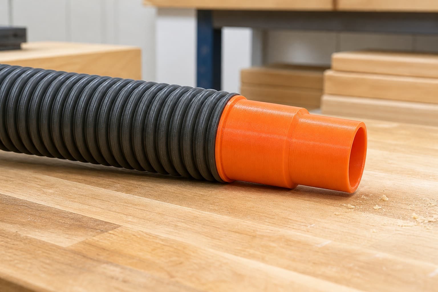 The RP2303FC dust adapter connected to a plain shop vac hose