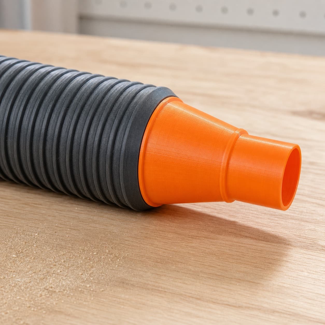 The RT0702C dust adapter connected to a plain shop vac hose
