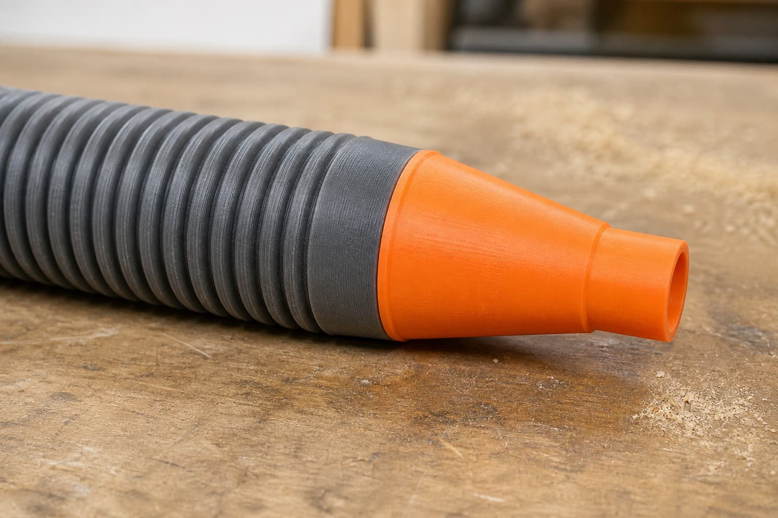 The RT0702C dust adapter connected to a plain shop vac hose