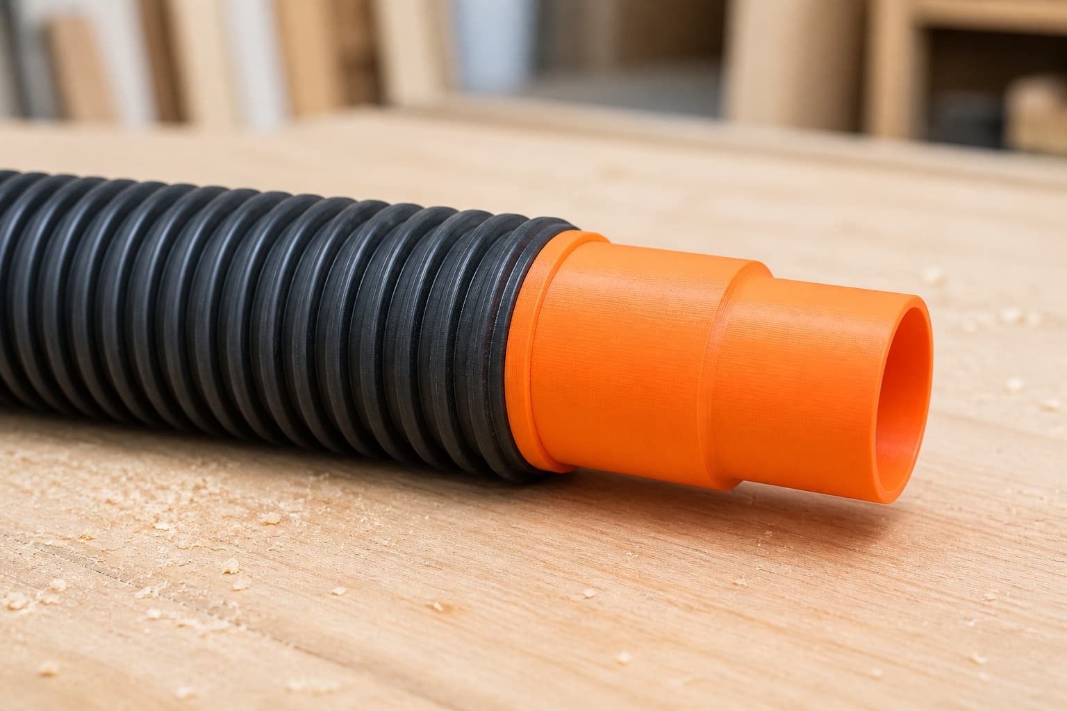 The DWS780 dust adapter connected to a plain shop vac hose
