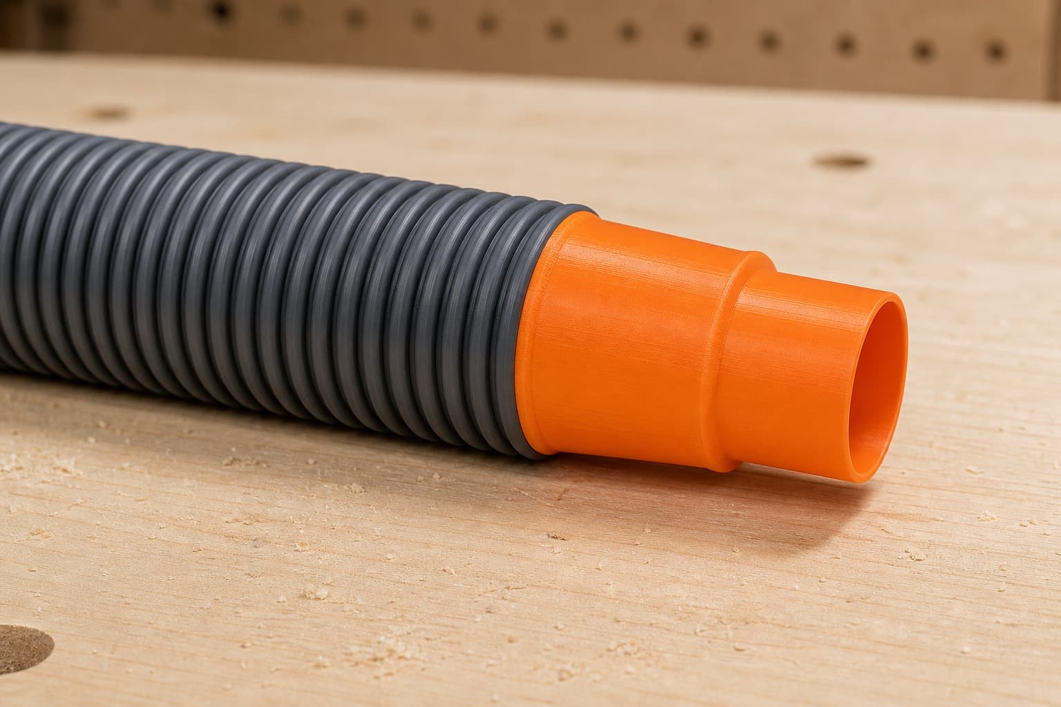 The DSP600 dust adapter connected to a plain shop vac hose