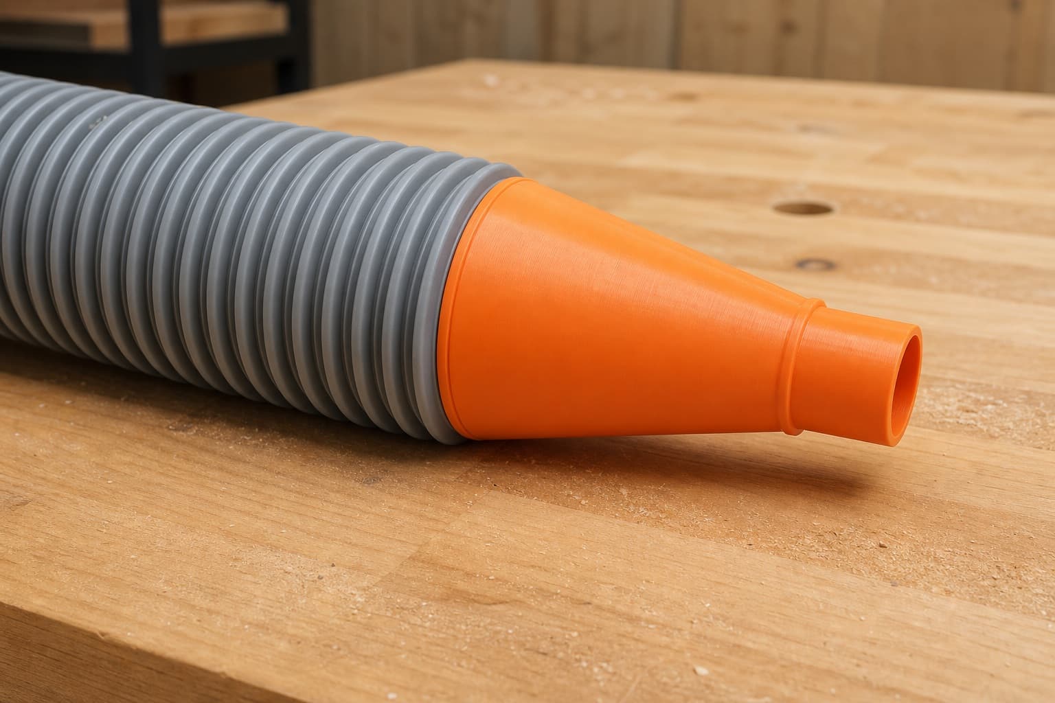 The 50-114 dust adapter connected to a plain shop vac hose