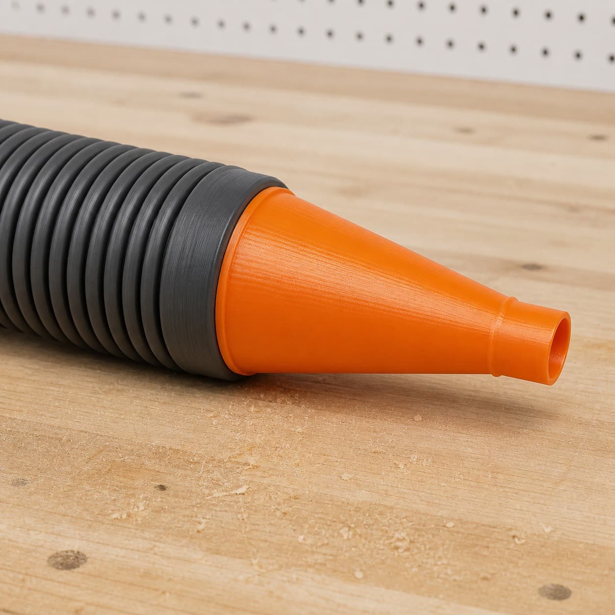 The 50-114 dust adapter connected to a plain shop vac hose