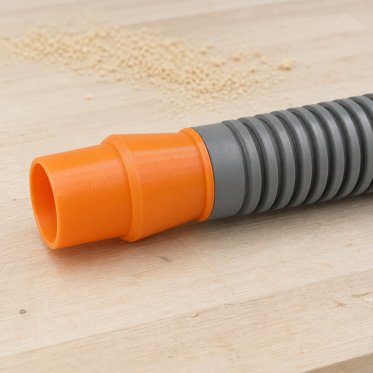 The XSH06Z dust adapter connected to a plain shop vac hose