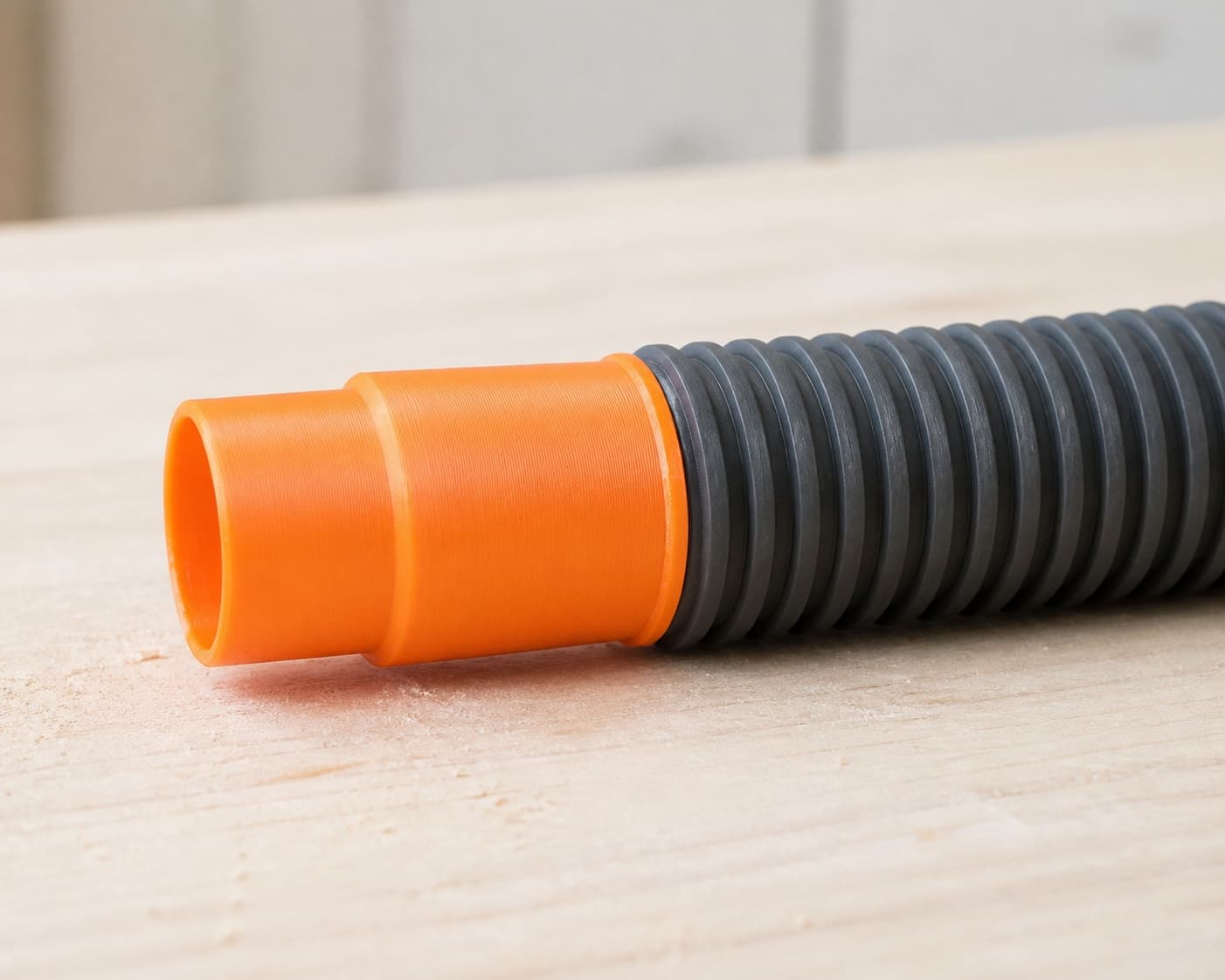 The 3386-01 dust adapter connected to a plain shop vac hose